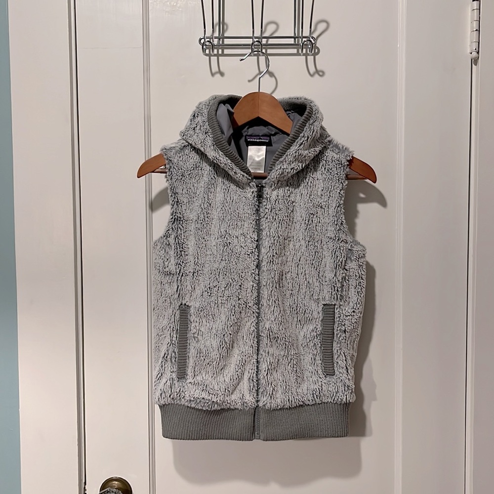 Patagonia Conejo shaggy Sherpa fleece vest XS Feather Grey